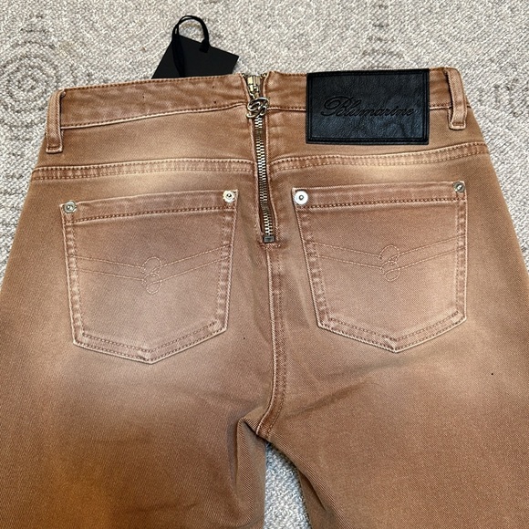 BLUMARINE runway Tan Butterfly Buckle Jeans Rhinestone rare 36 XS Small - Picture 9 of 11